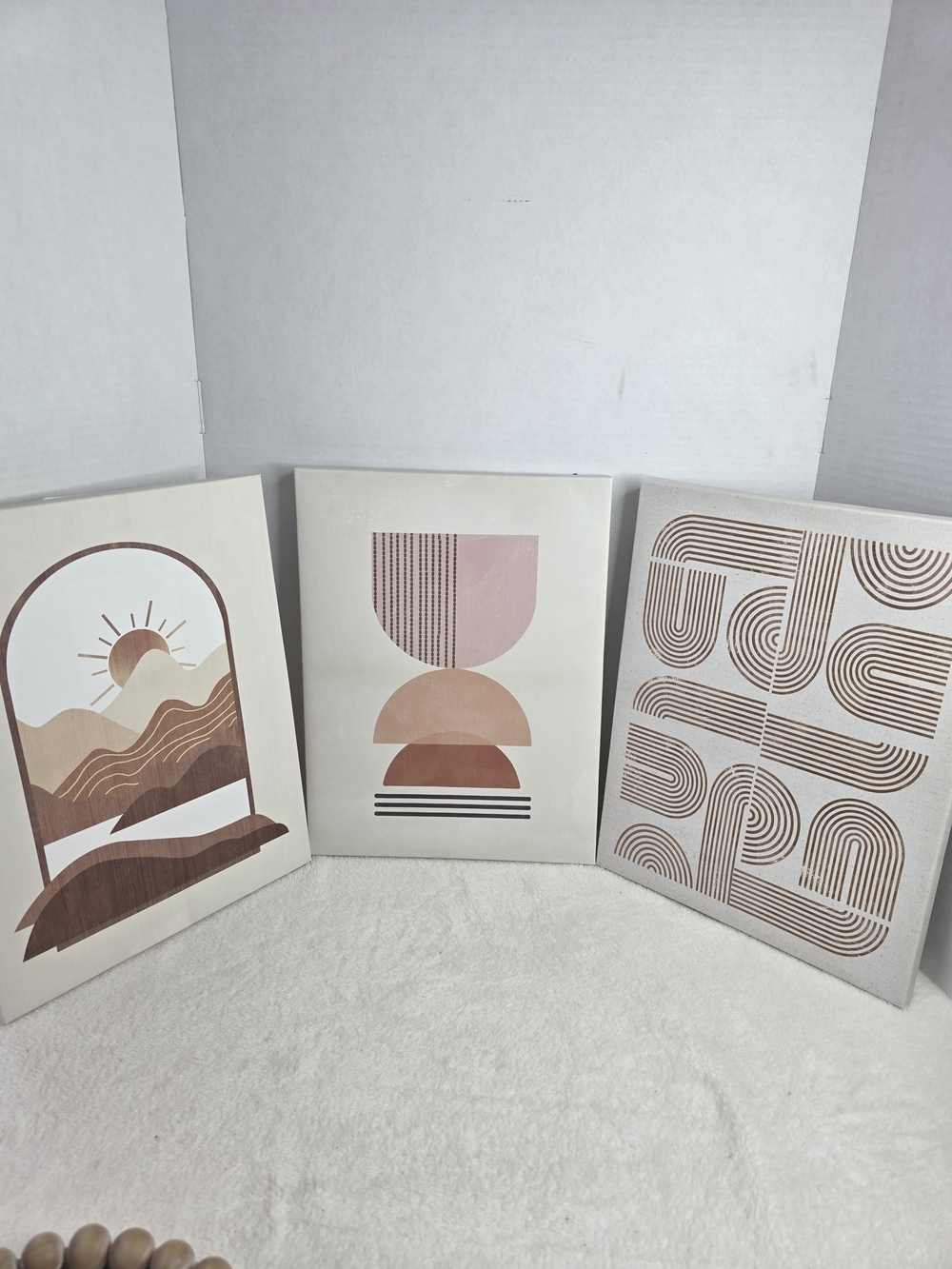 Set of 3 Abstract Mid-Century Modern Wall Art Prints - Neutral Tones